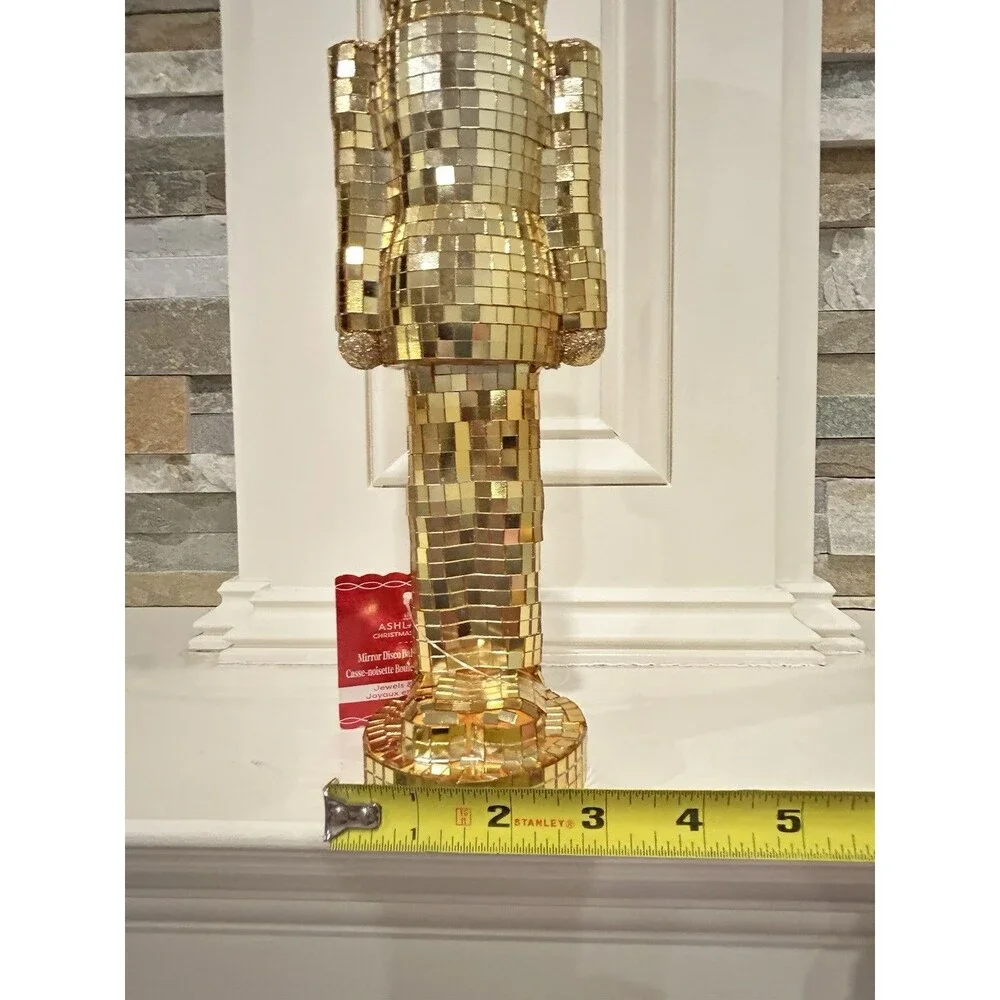 Ashland Mirror Disco Ball Nutcracker Gold Glass Christmas Decor 12in